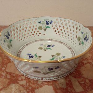 Haviland Emperatrice Eugenie Hand Painted Porcelain Bowl with flowers